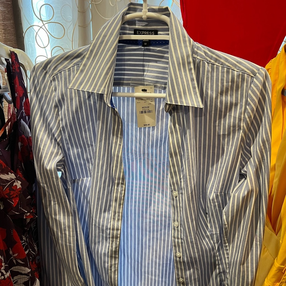 EXPRESS | Striped Blouse Blue & White | New Condition